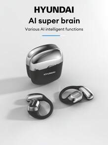 HYUNDAI HYUNDAI Space-Y3Pro AI Version Bluetooth Earphone, Hanging Ear Type With Battery Level Display, Smart Translator For Cross-Language Face-To-Face Communication, Conference Recording AI Assistant, Long Standby Time, With Microphone, Comfortable Open-Ear Wireless Headphone