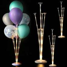 Reusable LED Light Balloon Stand Kit | 4Pcs 72cm Tall Ballon  Holder With Support Base | Table Wedding Party Decor | Ideal For Party, Wedding & Instant Event Setup (No Batteries) - Color - View 9