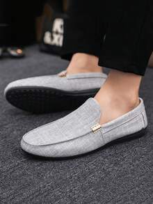 Men's Loafers New Casual Shoes Versatile Moccasins Slip-On Fisherman Shoes Slouchy Shoes Fabric Flat Boat Shoes Men's Shoes Black Formal Shoes Flat Fabric Shoes Flat Slip-On Shoes (Run Small And Narrow, Please Order 2 Sizes Up) - Grey - View 6