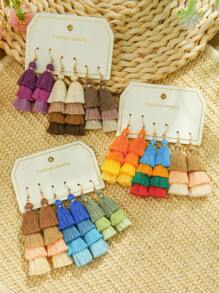 TopHanqi Set de 12 pendientes con flecos bohemios para mujer, pendientes colgantes de múltiples capas para playa, vacaciones, viajes, uso diario, fiestas, regalos, versátil