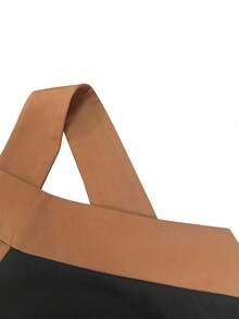 Plus Size Women's Elegant Sleeveless V-Neck Color Block Casual Maxi Dress, Suitable For Daily Commute, Beach Vacation, Single Party - Black - View 7