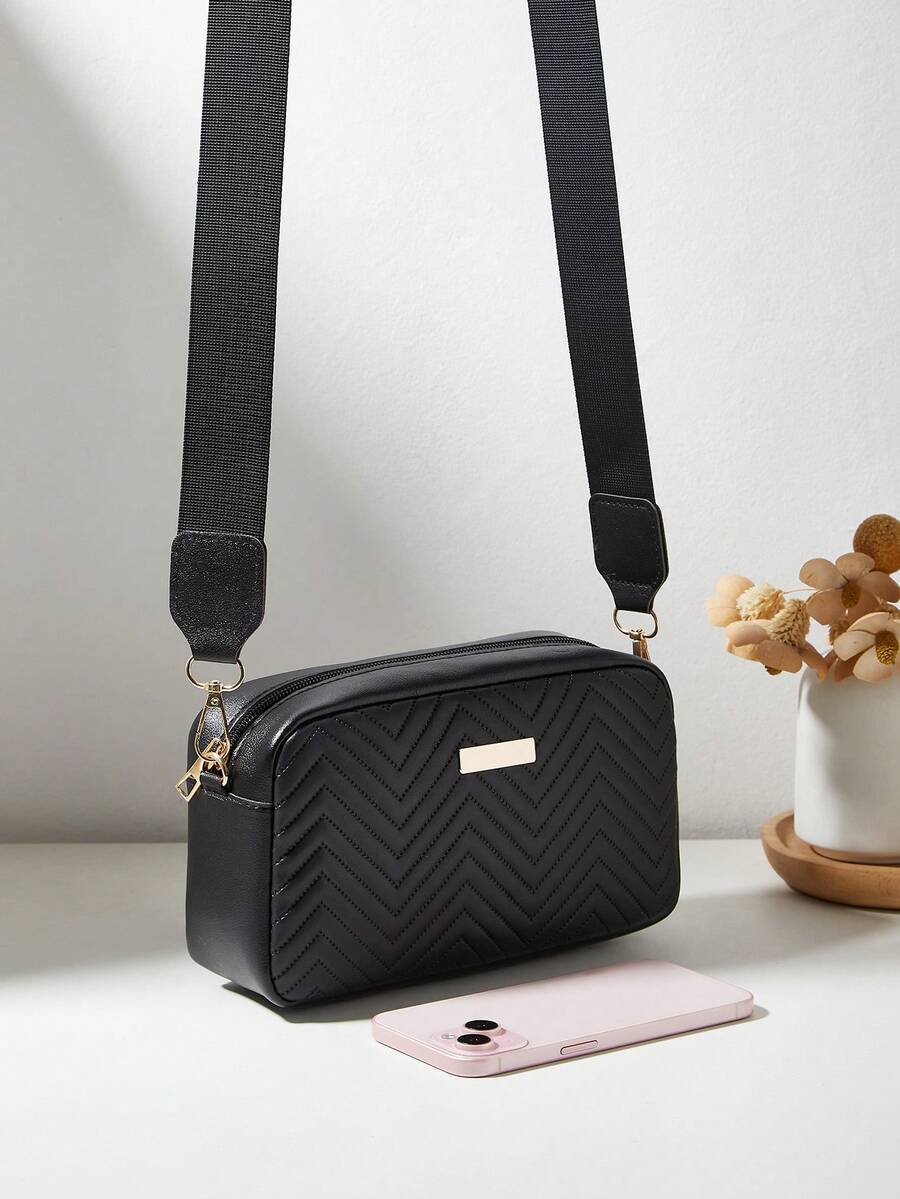 Women's Fashion Minimalist Crossbody Coin Purse Bag, Detachable Strap Soft Texture, Delicate Hardware Decoration Classic Design, Versatile Niche - Black - View 1