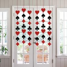 黑色和红色主题派对横幅黑色红色派对装饰红色心形铝箔串装饰纸挂花环横幅游戏之夜生日派对装饰 - 彩色 - 查看 4