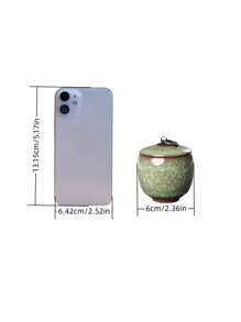 1pc Small Size Ceramic Crackle Glaze Purple Clay Mini Tea Canister, Air-Tight Seal Small Green Spice Jar, Plaster Storage Canister For Coffee Beans Back To School