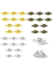 10SETS Round Brass Magnetic Clasps With Loops, N35 Grade Strong Magnet, Oval, Nickel Free, 11x5mm, Hole: 1mm - 10sets - View 1