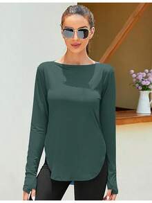 ZHENWEI Women's Long Sleeve Sun Shirt UV Protection Workout Tops Lightweight UPF 50+ Golf Gym Hiking Shirts Outdoor Clothing - 深綠藍 - 查看 3