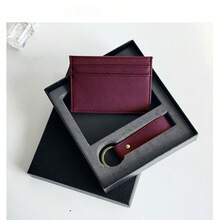 Gift Set PU Leather Cross Pattern Crocodile Textured Card Holder & Keychain Unisex Large Capacity Minimalist Multi-Purpose Credit Card Wallet Case For Men Wallet Mini Wallet Purse Wallet For Women Wallet