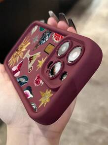 1 pieza Funda de teléfono con amortiguación, cristales de imitación y granate, integrada en TPU, anti-caída, compatible con Apple 16, 15, 14, 13, 12, 11 Pro Max y Series, resistente al agua, a los golpes y a los arañazos