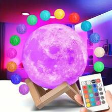 7.87/7.09/5.91/4.72 Inch Moon Lamp 16 Colors LED 3D Moon Light, Remote Control Lava Lamp Moon Night Light, The Perfect Christmas Gift! - 16 Colors Moon Lamp - View 1