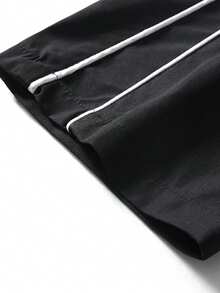 Men's Star & Letter Print Straight Leg Loose Fit Casual Pants, Versatile For All Seasons - Black - View 6