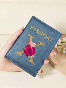 1 件 A-Z 26 个字母时尚字母印花时尚勃艮第护照夹，高品质 PU 皮革护照钱包，带卡槽，可存放信用卡、登机牌和身份证，紧凑型旅行必需品整理器，适合女性、男性和学生 - 酒紅色 - 查看 50