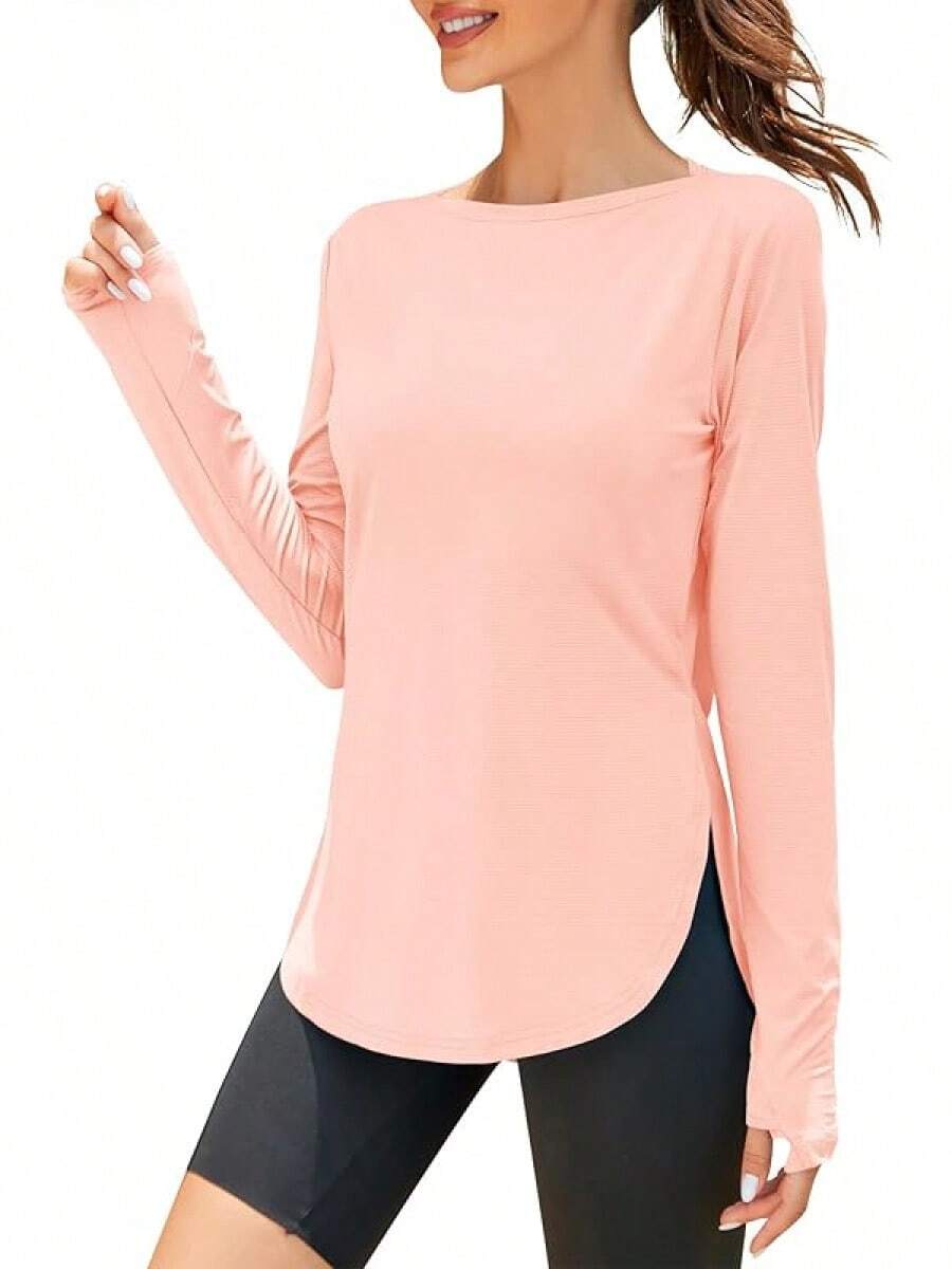 ZHENWEI Women's Long Sleeve Sun Shirt UV Protection Workout Tops Lightweight UPF 50+ Golf Gym Hiking Shirts Outdoor Clothing - 淺粉色 - 查看 1