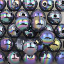 6/8/10/12/16mm Rainbow Acrylic Beads, Mixed Color Round Beads UV, Cracked Beads, Crackle Round Beads - Multiple Color Options, Round Hole Loose Beads Suitable For DIY Jewelry Making Bracelets Necklaces Or Craft Pen Decorations