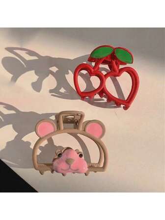 3pcs Women Cute Cartoon Cat Design Fluffy Paw Hair Clips, Suitable For Everyday Wear, Hollow Out Bun Claw Clips, Bear Hair Clips Hair Claw Winter Hair Accessories