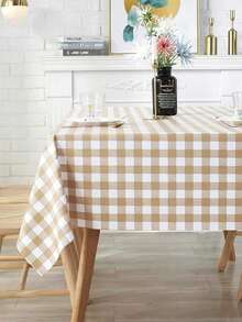 1pc Casual Sweet Plaid Tablecloth, Skin-Friendly Absorbent Reusable, Suitable For Picnics, Parties, Living Room, Dining Room, Home Decor, Spring/Summer