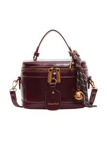 Bolso de mano de cuero sintético con diseño de nicho y vanguardista, bolso bandolera de estilo vintage exquisito, adecuado para ir al trabajo y citas - Burdeos - Ver 8