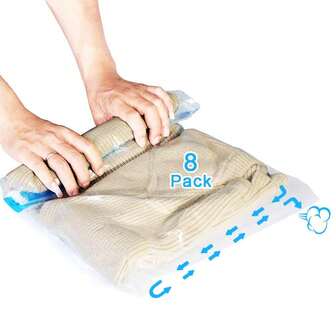 旅行压缩袋，旅行收纳真空袋，节省空间的旅行箱包袋，无需真空的旅行必需品，旅行打包配件，旅行收纳袋，用于衣物内衣服装收纳