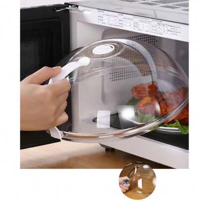 Tampa De Microondas Para Alimentos Com Alça De Plastico e Válvula 9x25,5cm Diâmetro