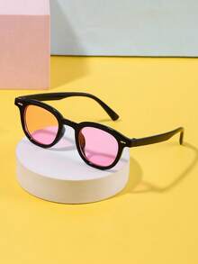 1 件装 4-8 岁男孩女孩亚克力休闲小方框黑色时尚眼镜，适合节日出游和日常装扮