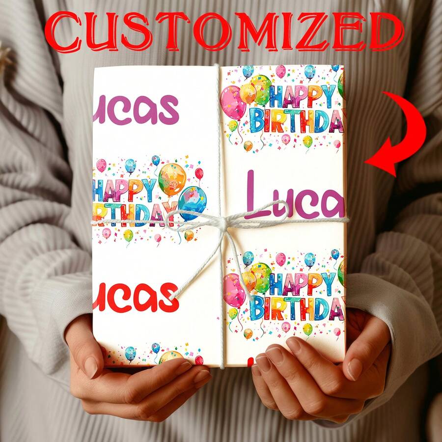 Personalized Text Custom Gift Wrapping Paper, Text Printing Custom Gift Wrapping, Ideal For Birthday Anniversaries Wedding Father's Day Mother's Day Graduation Season, 58*22.8 Inches. - Multicolor - View 1