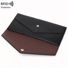 Neue RFID-diebstahlsichere Bürstenstruktur Damen Geldbörse mit Lychee-Muster aus weichem Leder, langes Kuvert-Design, ultraschlicht, Clutch-Tasche für Frauen, Geldbeutel, Geldbörse für Herren, Mini-Geldbörse