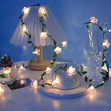 1 Peça Luz de Fada em Corda com Flores de Cerejeira e Folhas Verdes, Adequada para Casamentos, Noivados, Festas de Aniversário, Eventos de Feriados, Decoração de Jardim Externo