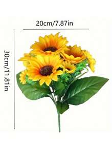 3pcs Simulated Sunflower Bouquet, 13 Sunflower Flowers With Neat Leaves And Stems, Colorful And Smart Simulated Sun Bouquet, Pastoral Style Home Decoration, Garden Flower Decoration, Photography Props, Suitable For Home Living Room Bedroom Kitchen, Wedding, Hotel, Restaurant, Company Front Desk, Campus, Dormitory