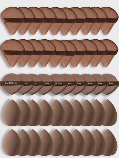 40ocs Blending Makeup Tool Set, Foundation Cream Blending Sponge, Professional Beauty Makeup Tools, Makeup Sponge Blender, Includes: 16pcs Makeup Sponges, 16pcs Velvet Triangle Puffs, 8pcs Air Cushion Puffs, For Face Concealer Makeup Cream And Foundation Cream Blending Beauty Sponge