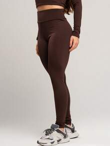 Plain Plush Flannel Legging Pants Autumn Winter Women's Fashion - 鏽棕色 - 查看 4