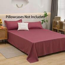 1pc Solid Color Breathable Bedsheet, Simple Style Single Bed Sheet For Kids & Teens, Bedroom Bedding - A - View 19