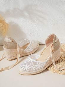 Women's Mesh Rope Platform Slip-On Sandals, Comfortable Casual Beach & Resort Style, Popular Item