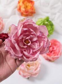 5pcs Artificial Peony Flower Hair Accessories, Handmade Hair Clips For Bridal Hairstyle, Wedding Photography Props, Multiple Colors Available