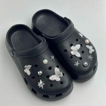 13pcs DIY Shoe Decoration Charms - Glittering  Hole Shoe Flower Decor, Fashionable Decorate For Clogs, Removable