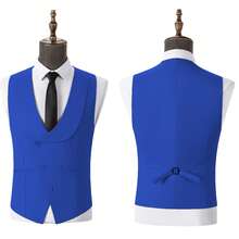 Tuxedo For Men 3 Piece Men's Suits Slim Fit Mens Suit Double Breasted Tux Blazer Vest Pants Wedding Suits Man - Xanh đậm - Xem 2