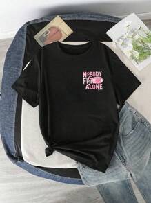 Camiseta deportiva de verano para mujer, cuello redondo, mangas cortas, 100% poliéster, buena elasticidad, tejido de punto, estampado de letras de rugby, jersey casual