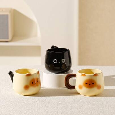 1 pieza Taza de café de cerámica con diseño creativo de gato, taza de té con flores lindas, taza de alta calidad para el hogar y la oficina, perfecta para amantes del café y el té, regalo ideal de Navidad para familia, amigos y maestros