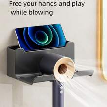 Wall Mount Hair Dryer Holder Rack, Bathroom Hairdryer Storage Organizer, No Drill Wall Mounted Hairdryer Stand Back To School
