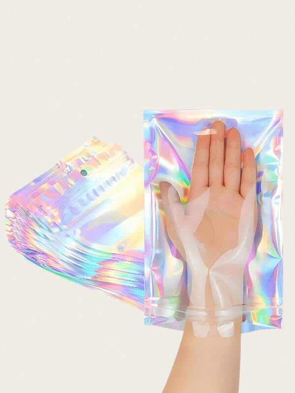 1pc/10pcs/30pcs Self Sealing OPP Bags Pouches Laser Iridescent Zip Lock Bag Repeatable Packaging Jewelry Retail Bag Pouches Bags Gift Wrapping Bags,Christmas