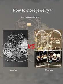 1 Pair Large Jewelry Storage Boxes - Earring And Necklace Storage Boxes With 360° Display Stand | Premium Travel Boxes For Home, Dorm, Bridal Accessories - Holiday Gift Ideas