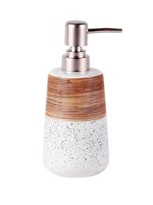 3 PiecesGlazed Ceramic Bathroom Set | Toothbrush Cup, Soap Dispenser & Natural Wood Tray | Hygienic Counter Organizer For Modern Farmhouse (Easy Clean, Gift Ready) Back To School