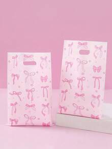 10/25/50pcs Pink Bow Gift Bags, Pink Bow Birthday Party Gift Packaging Bags, Thank You Gift Tote Bags, Pink Bow Themed Baby Shower Wedding Party Favor Supplies, Pink Bow Multipurpose Gift Wrapping Supplies, Pink Bow Birthday Party Decorations, Baby Shower Decorations, Pink Bow Birthday Party Decor, Happy Birthday Party Supplies, Pink Bow Decorations, Birthday Party Favors