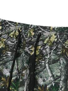 Yemwry Pantalones largos casuales con cordón y estampado de camuflaje para hombre, que combina elementos naturales, con diseño ajustable de cordón, adecuado para el transporte diario o actividades al aire libre, mostrando un estilo único