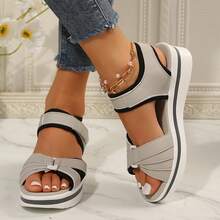 Women Summer Wedge Shoes Supportive Platform Sandals Lightweight And Comfortable - 灰色 - 查看 1