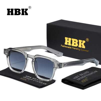 HBK Nuovi occhiali casual HBK - Montatura in metallo con aste squadrate, occhiali classici da uomo e donna, adatti per sport all'aperto, viaggi, guida e feste in spiaggia, accessori per foto, con confezione completa per vacanze estive, all'aperto e viaggi