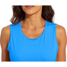 MAGCOMSEN Women's Sleeveless Workout Shirts UPF 80+ Dry Fit Running Wicking Tank Tops Athletic Gym Summer Tops - Azure - View 5