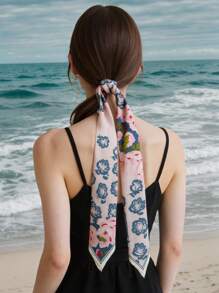 4 pièces ensemble foulard/bandeau imprimé fleur de rose et papillon pour femmes, cadeau multifonctionnel élégant casual pour port quotidien/date, bandeau turban serre-tête épais