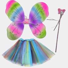 3 Pcs Butterfly Porch Goose Outfits For Cement Goose 23" Lawn Goose Statue Clothes Butterfly Wings Wand Tutu Skirt Spring Plastic Goose Costume For Butterfly Party Yard Outdoor