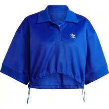 Adidas 女士夏季短款宽松休闲运动 Polo 衫，款式：IC5587 - 亮藍 - 查看 1