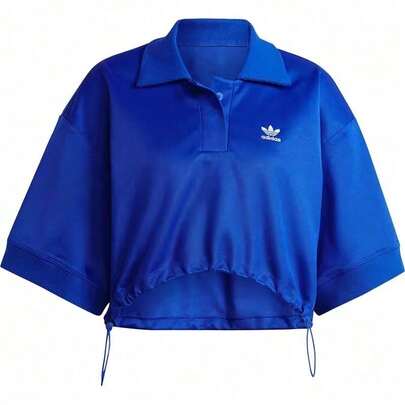 Adidas 女士夏季短款宽松休闲运动 Polo 衫，款式：IC5587