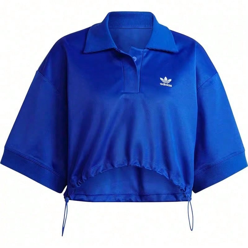 Adidas 女士夏季短款宽松休闲运动 Polo 衫，款式：IC5587 - 亮藍 - 查看 1